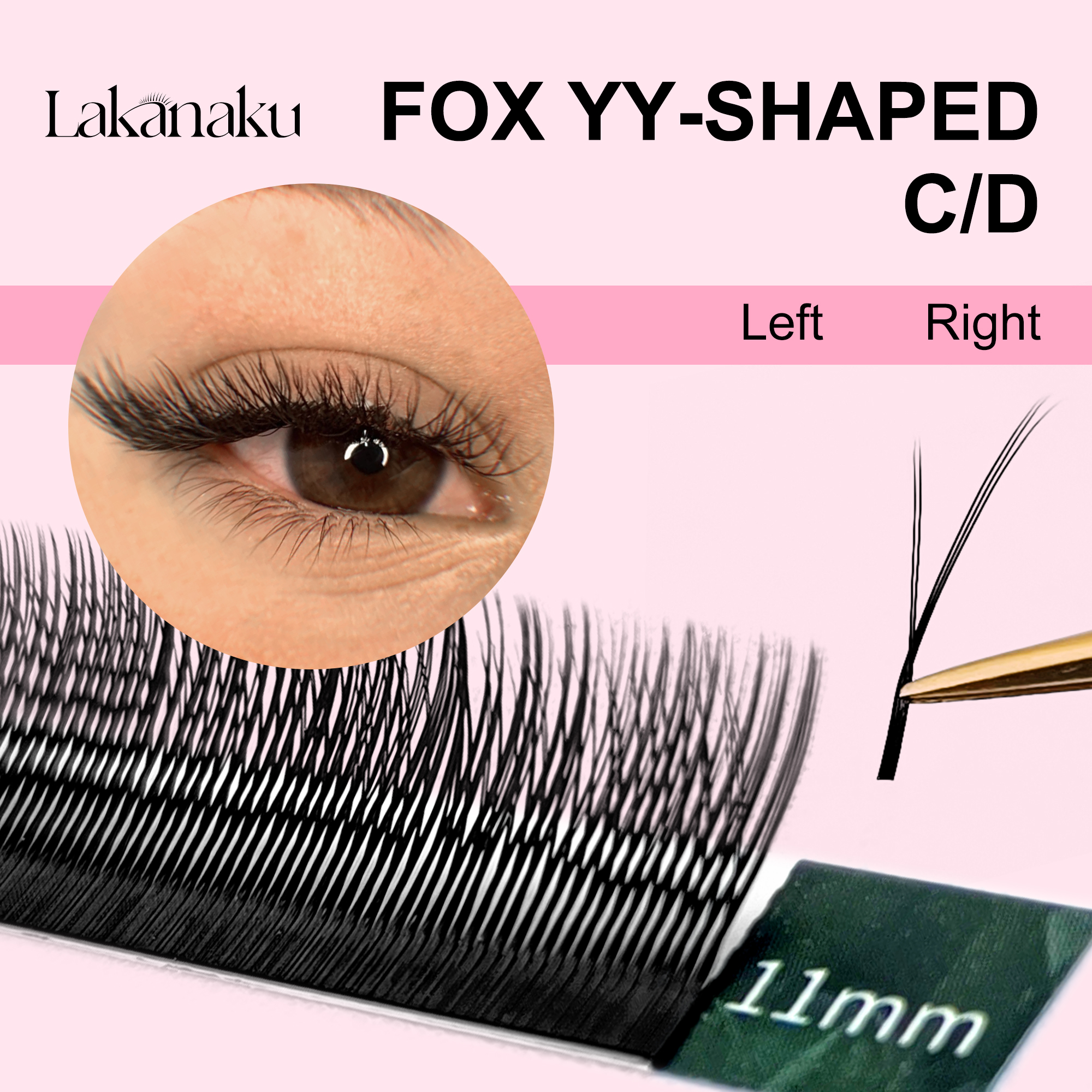 Faux Mink Lash - LAKANAKU YY Shape Black Fox Eyes